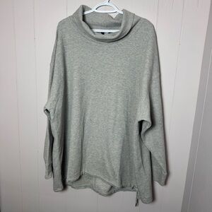 LAND'S END Women's Cowl Neck Shirt Waffle Knit LIGHT GREY Size 3X
